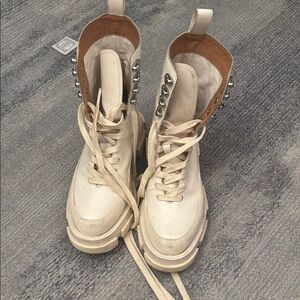 Stylish Cream Combat Boots